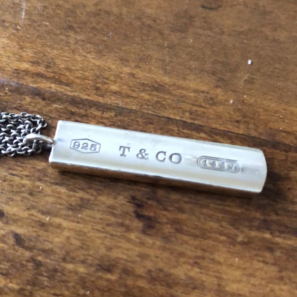 Tiffany & Co. 1837 Bar Pendant Necklace Sterling Silver 925